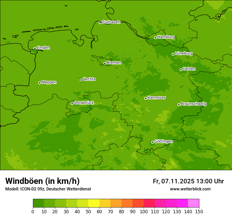 Modellkarten Windgeschwindigkeit