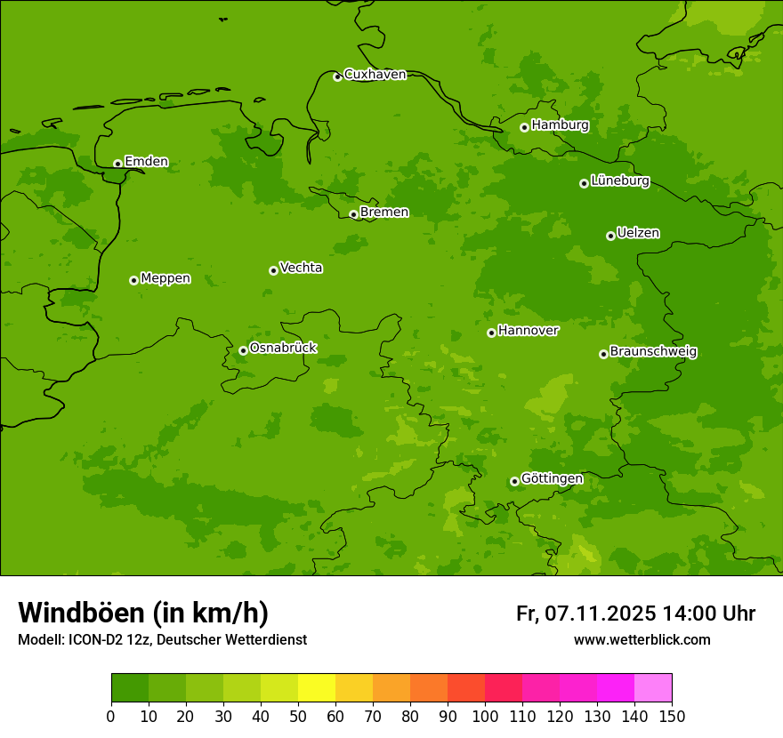 Modellkarten Windgeschwindigkeit