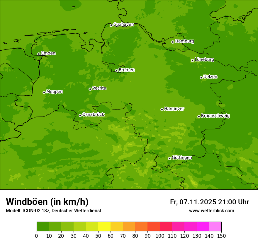 Modellkarten Windgeschwindigkeit