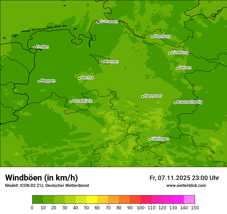 Modellkarten Windgeschwindigkeit
