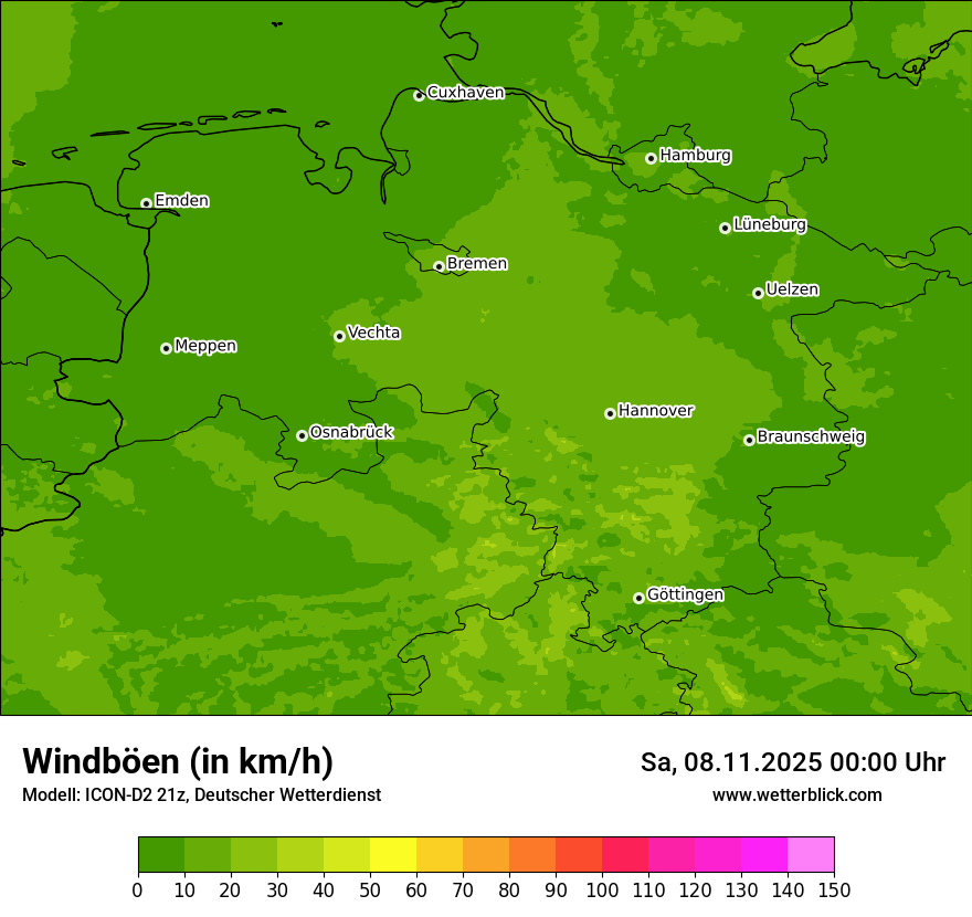 Modellkarten Windgeschwindigkeit