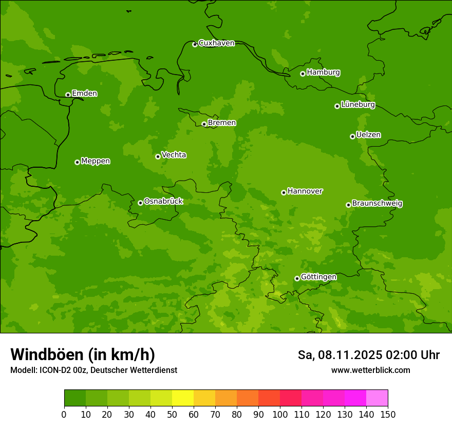 Modellkarten Windgeschwindigkeit
