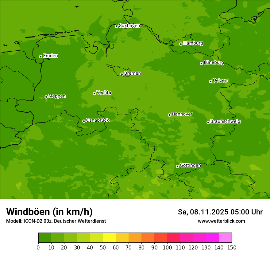 Modellkarten Windgeschwindigkeit