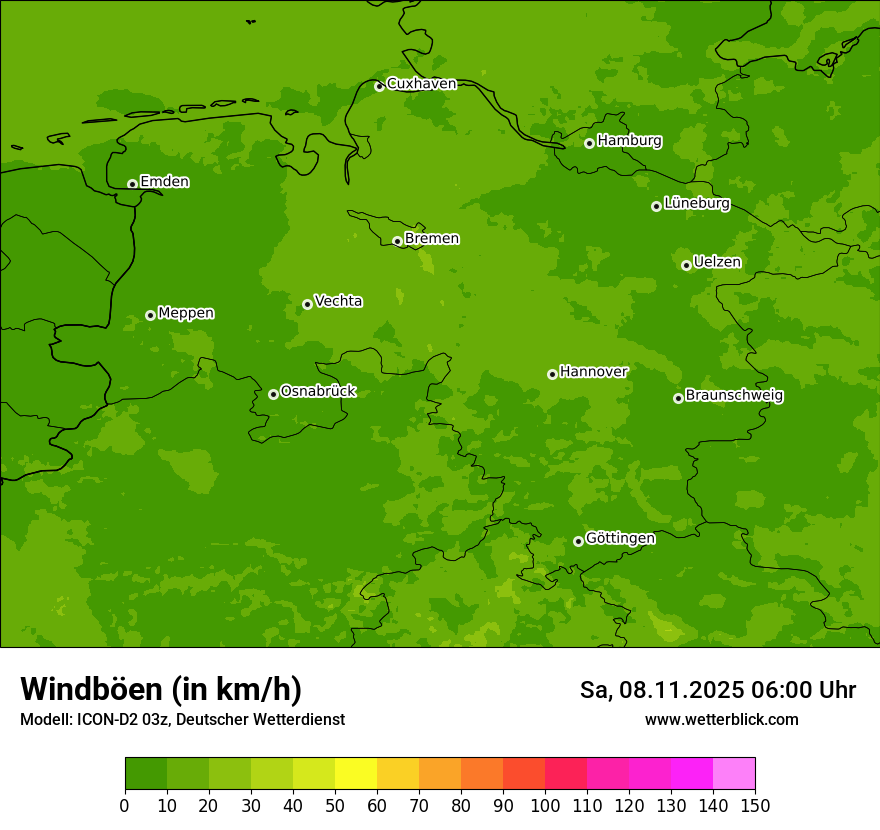 Modellkarten Windgeschwindigkeit