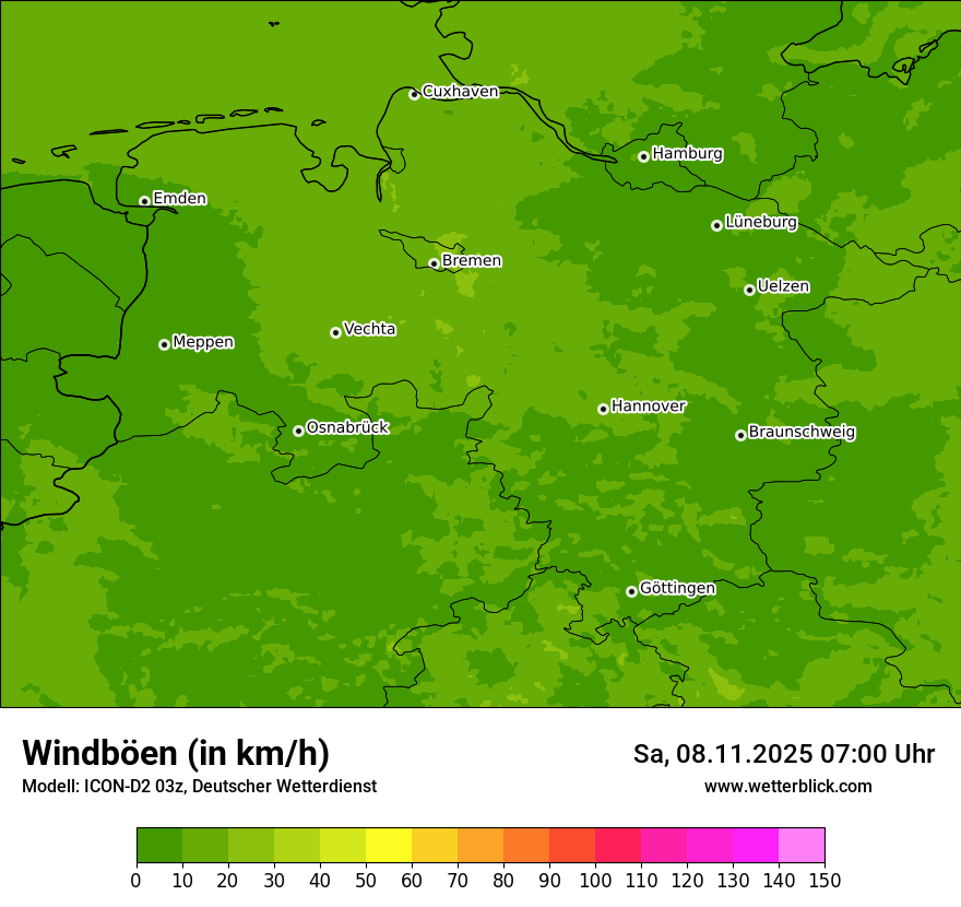 Modellkarten Windgeschwindigkeit