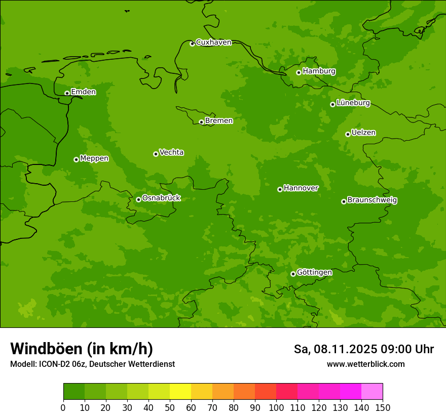 Modellkarten Windgeschwindigkeit