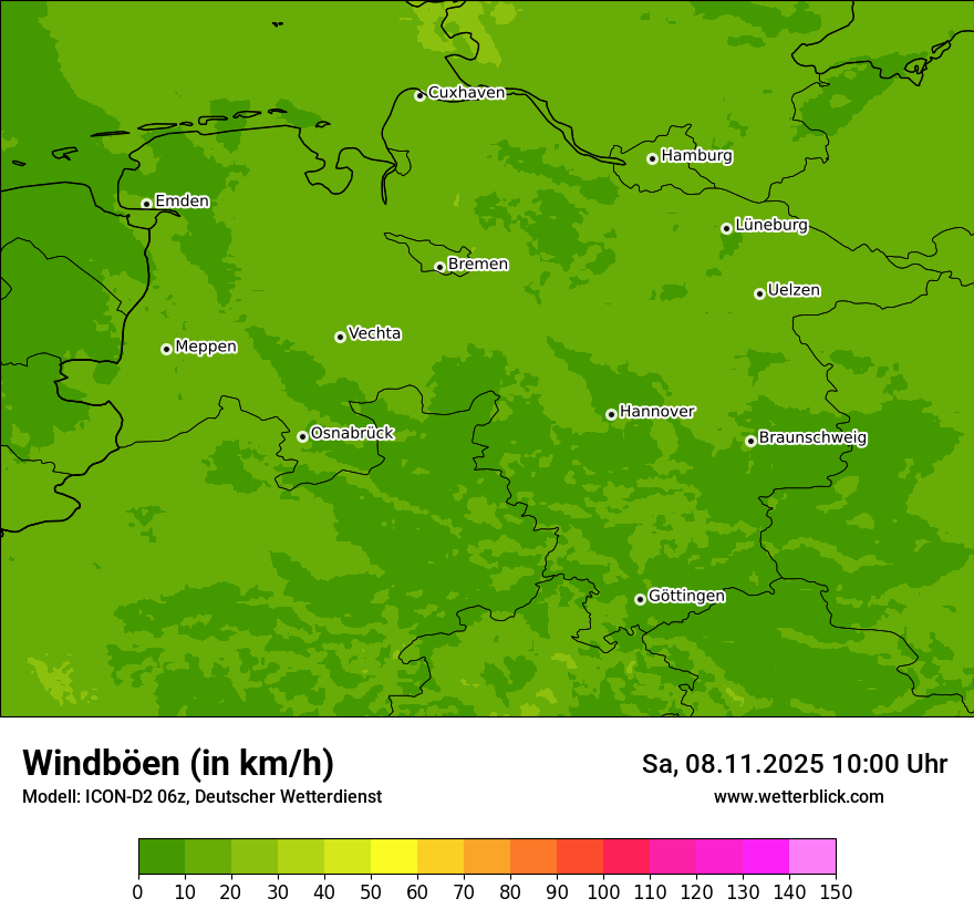Modellkarten Windgeschwindigkeit