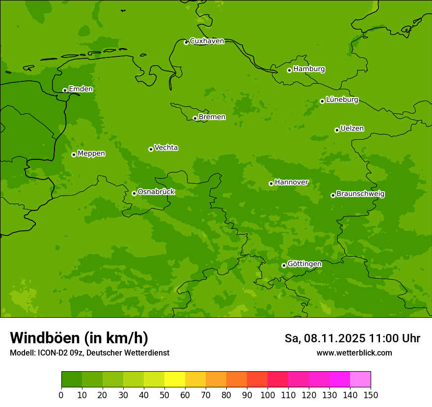 Modellkarten Windgeschwindigkeit