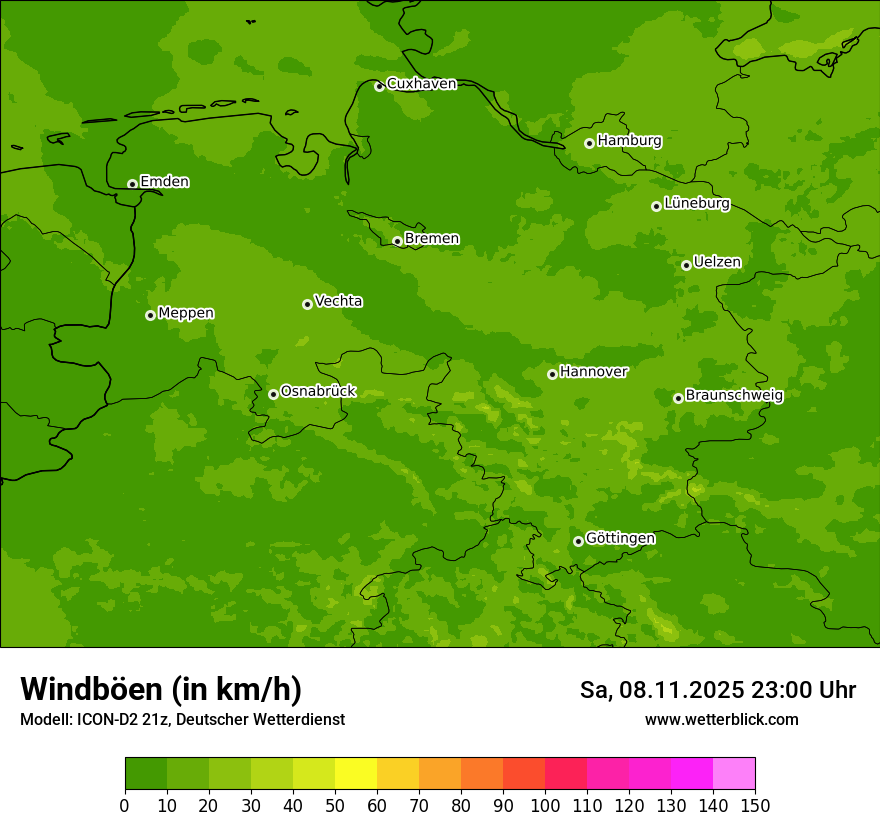 Modellkarten Windgeschwindigkeit