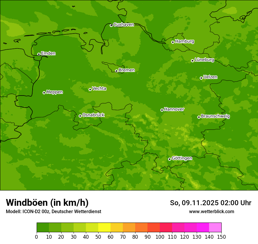 Modellkarten Windgeschwindigkeit