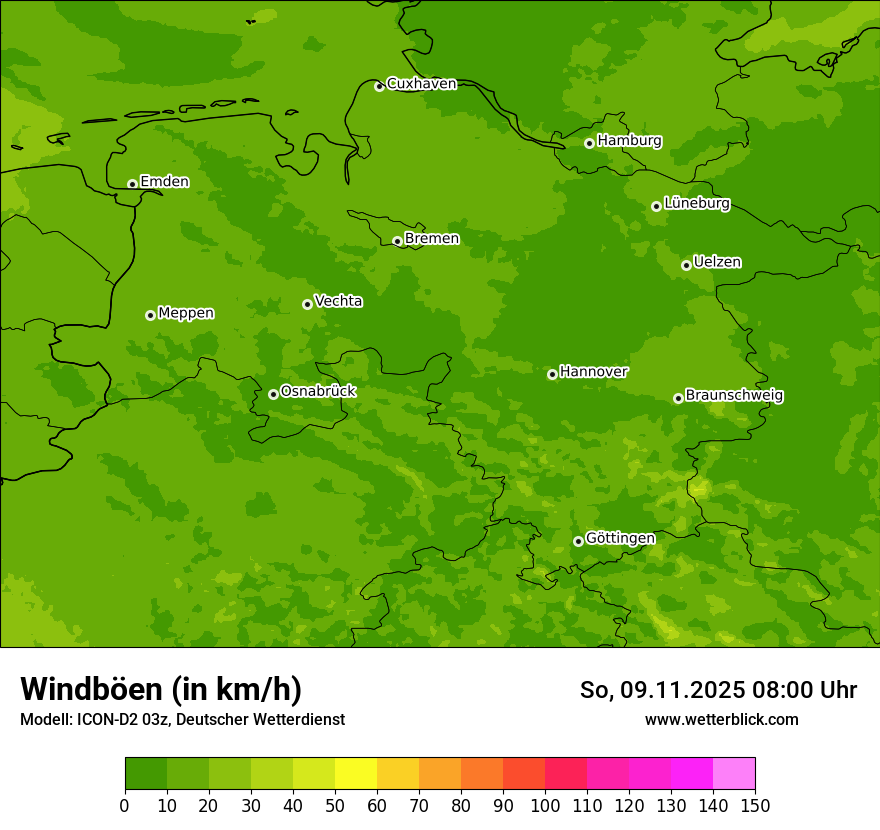 Modellkarten Windgeschwindigkeit