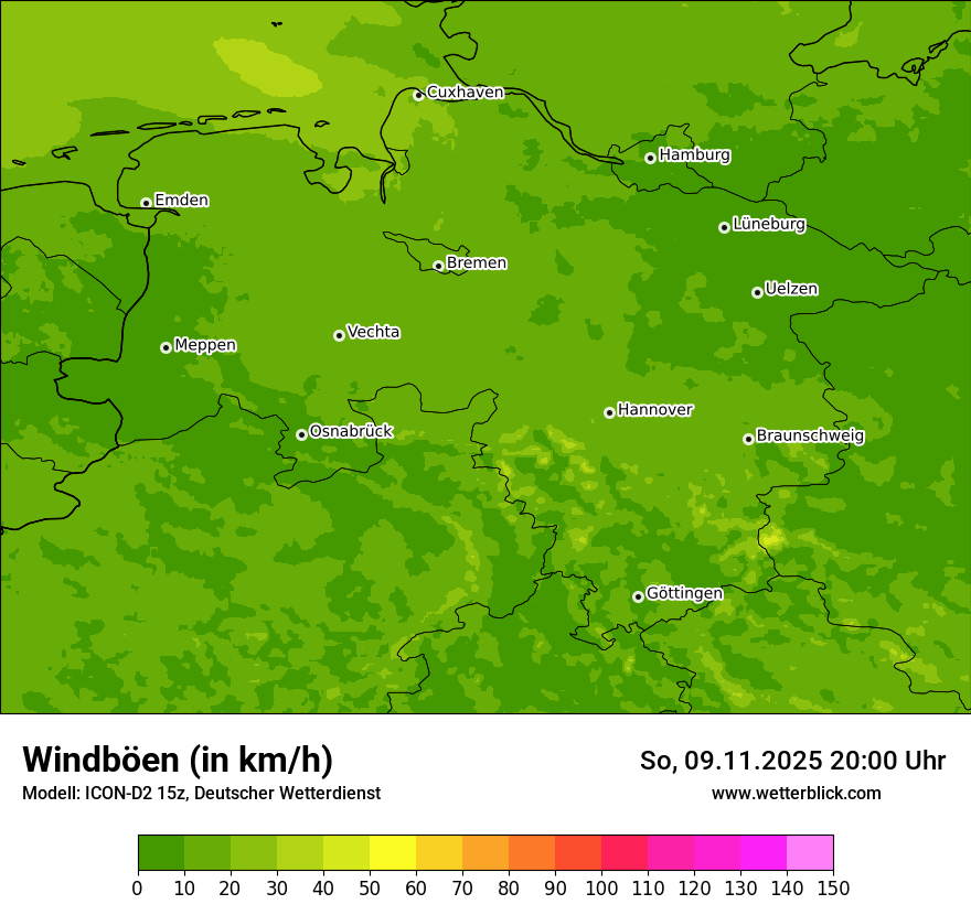 Modellkarten Windgeschwindigkeit