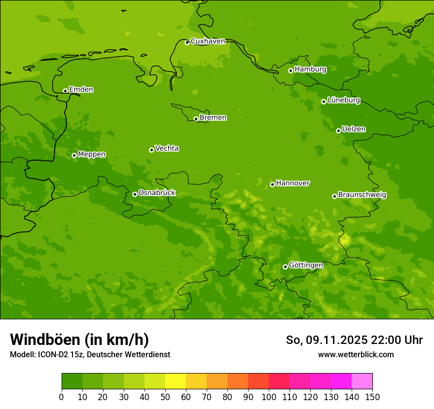 Modellkarten Windgeschwindigkeit