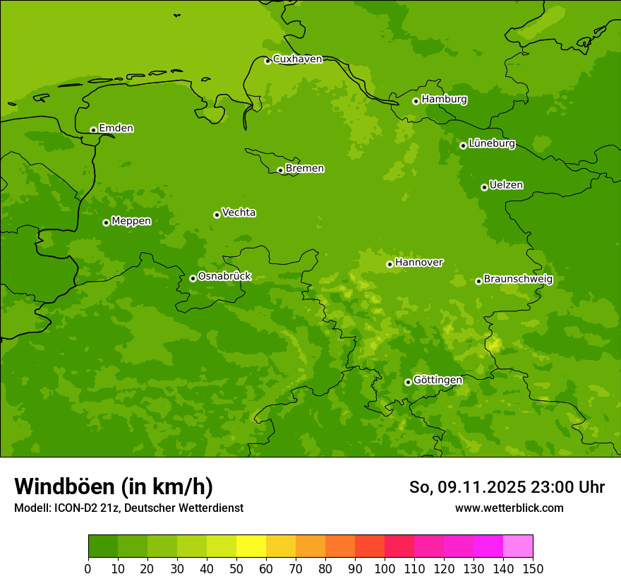 Modellkarten Windgeschwindigkeit