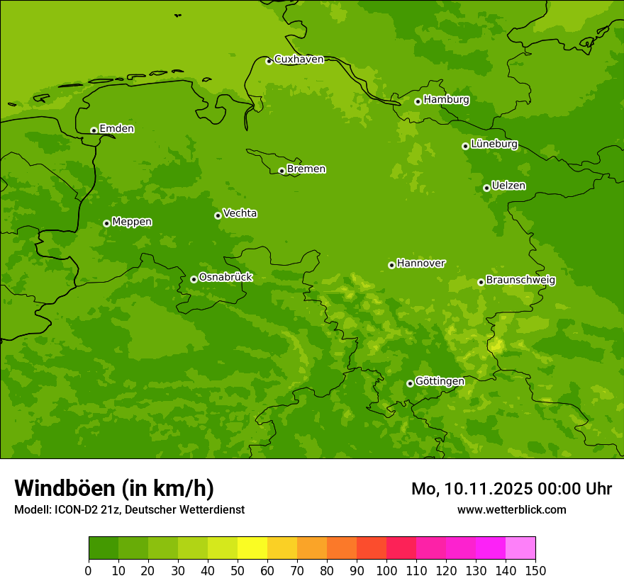 Modellkarten Windgeschwindigkeit