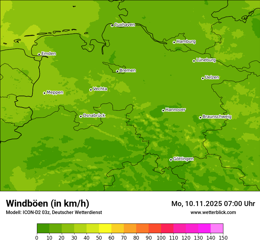 Modellkarten Windgeschwindigkeit