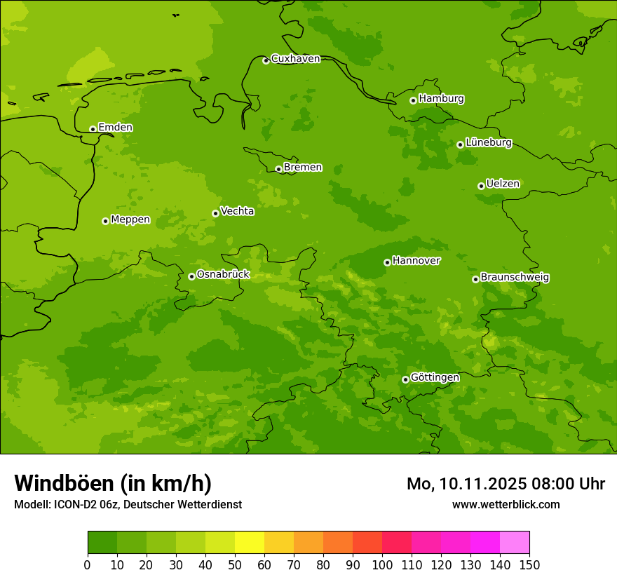 Modellkarten Windgeschwindigkeit