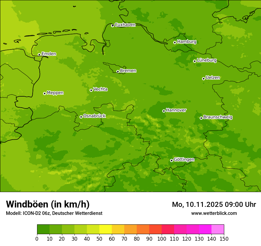 Modellkarten Windgeschwindigkeit