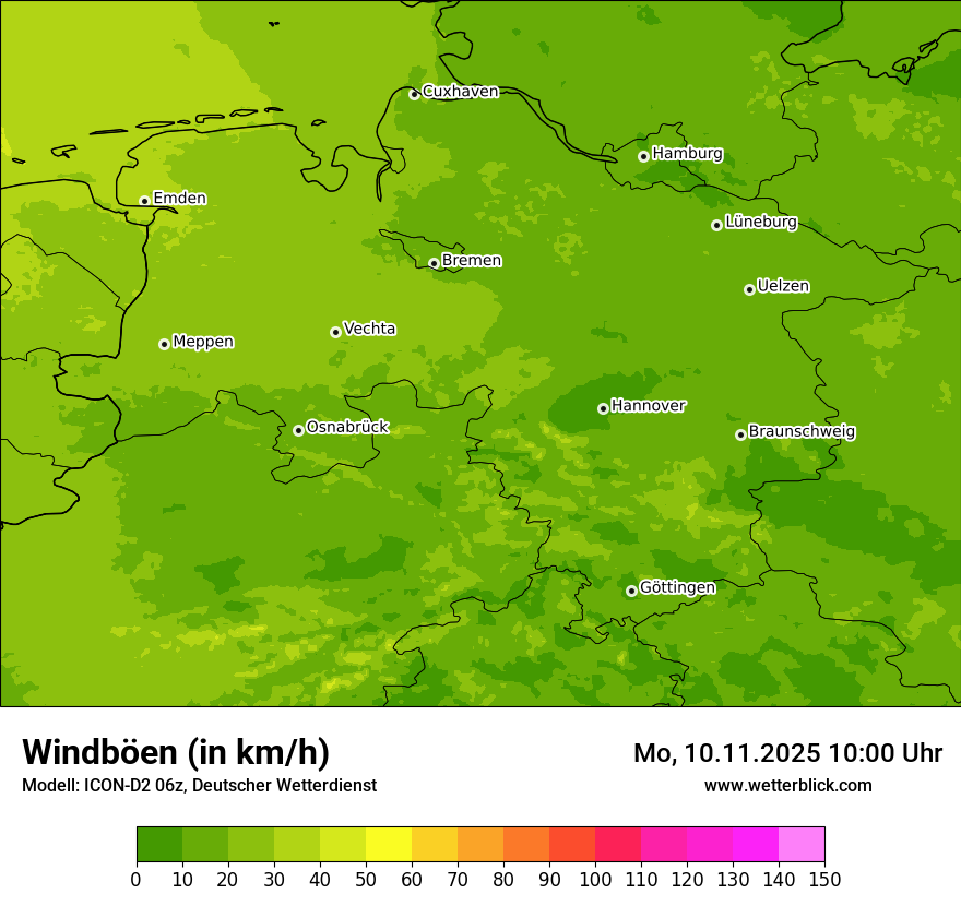 Modellkarten Windgeschwindigkeit