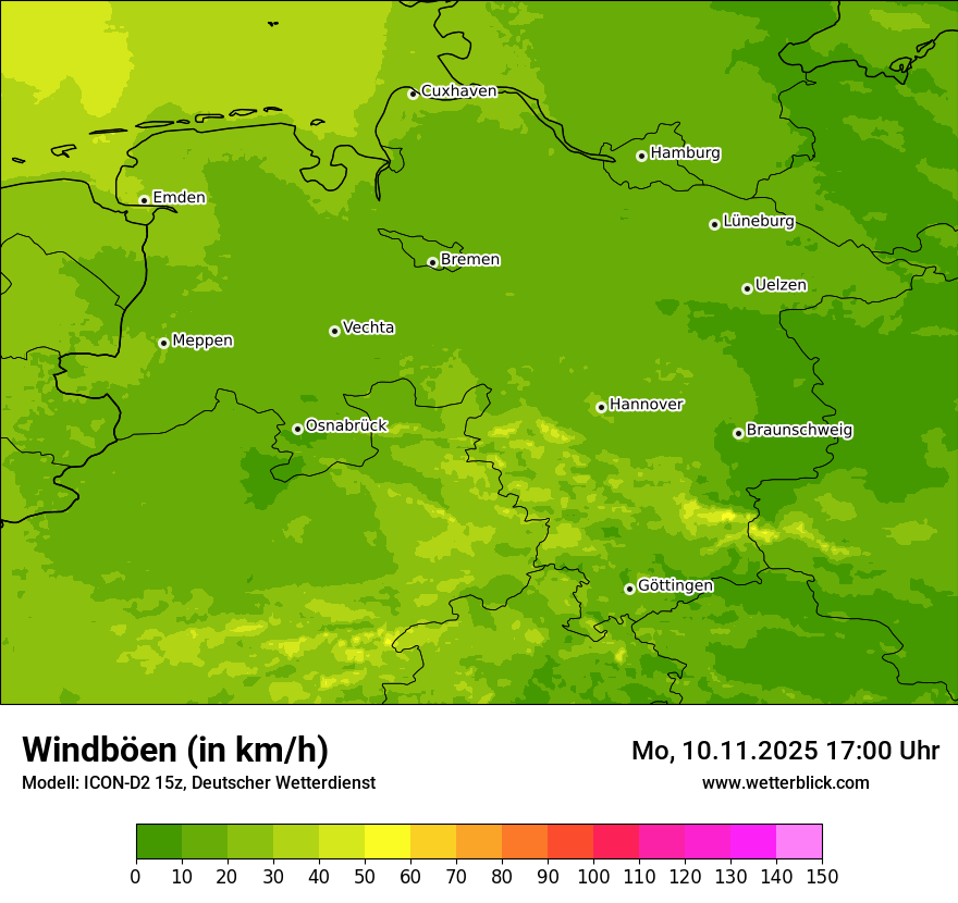 Modellkarten Windgeschwindigkeit