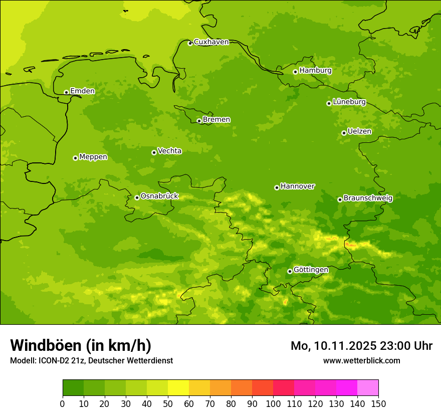 Modellkarten Windgeschwindigkeit