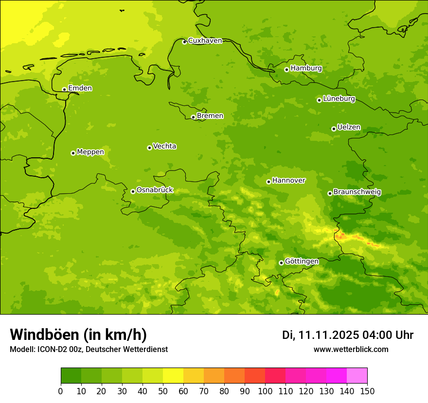Modellkarten Windgeschwindigkeit