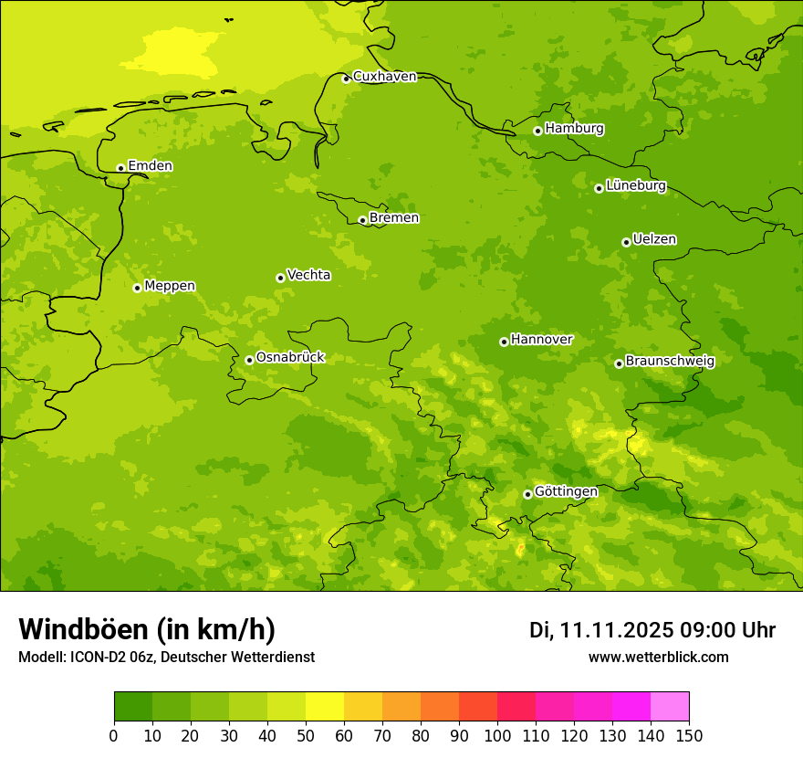 Modellkarten Windgeschwindigkeit