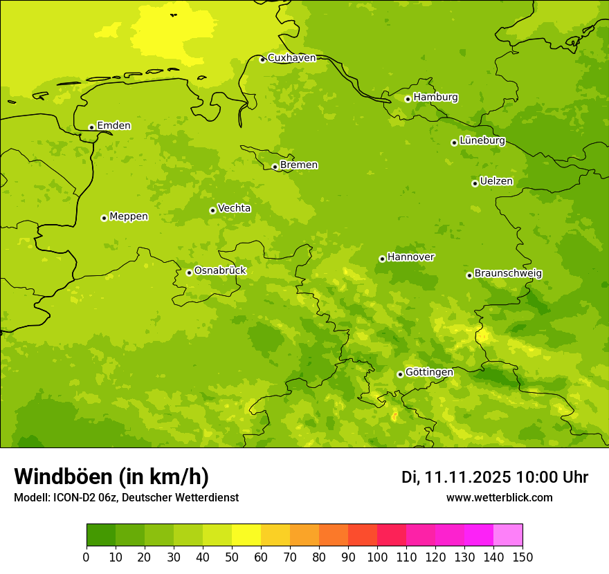 Modellkarten Windgeschwindigkeit