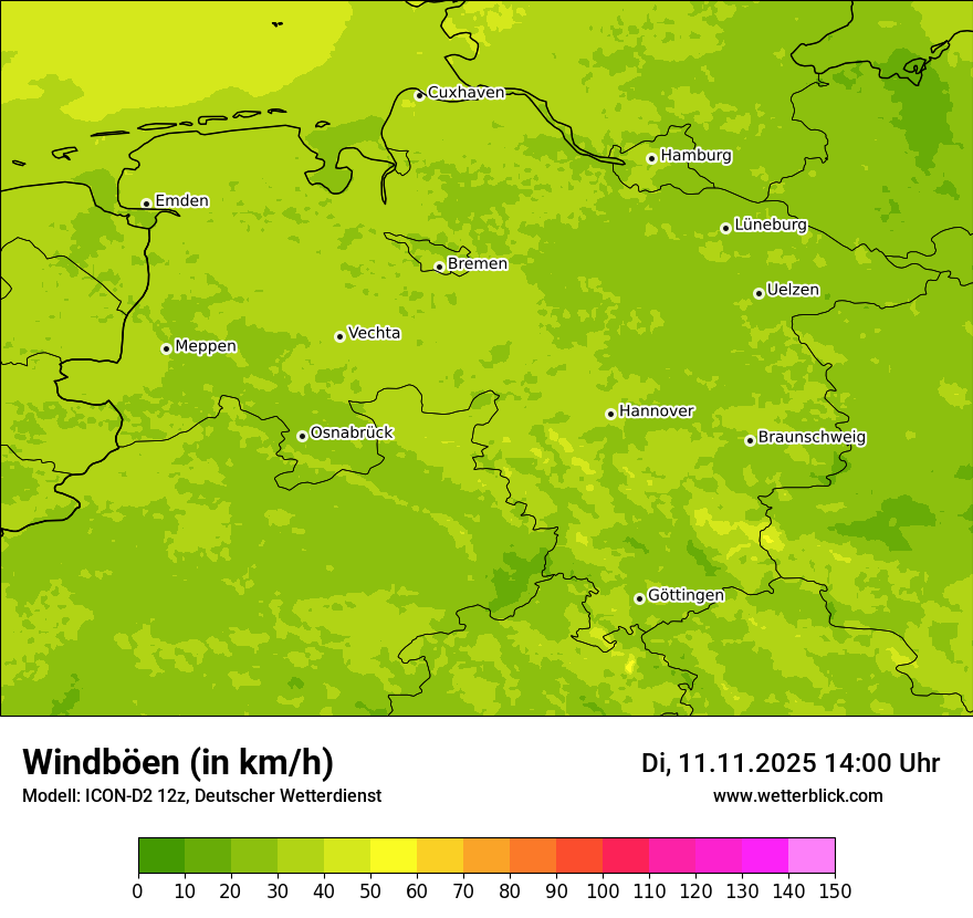 Modellkarten Windgeschwindigkeit