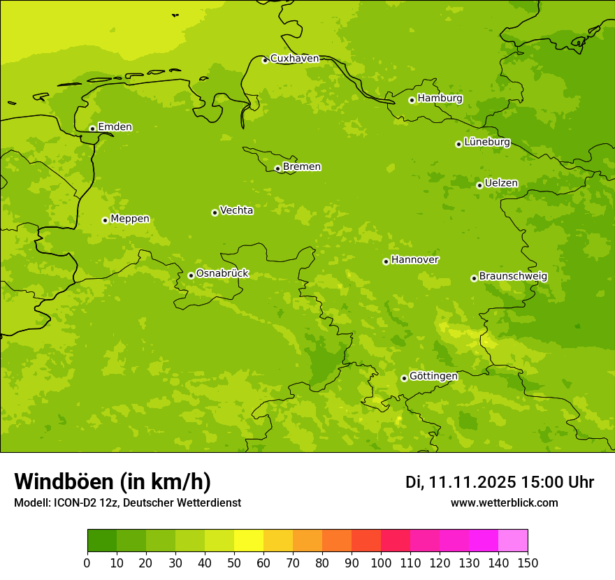 Modellkarten Windgeschwindigkeit