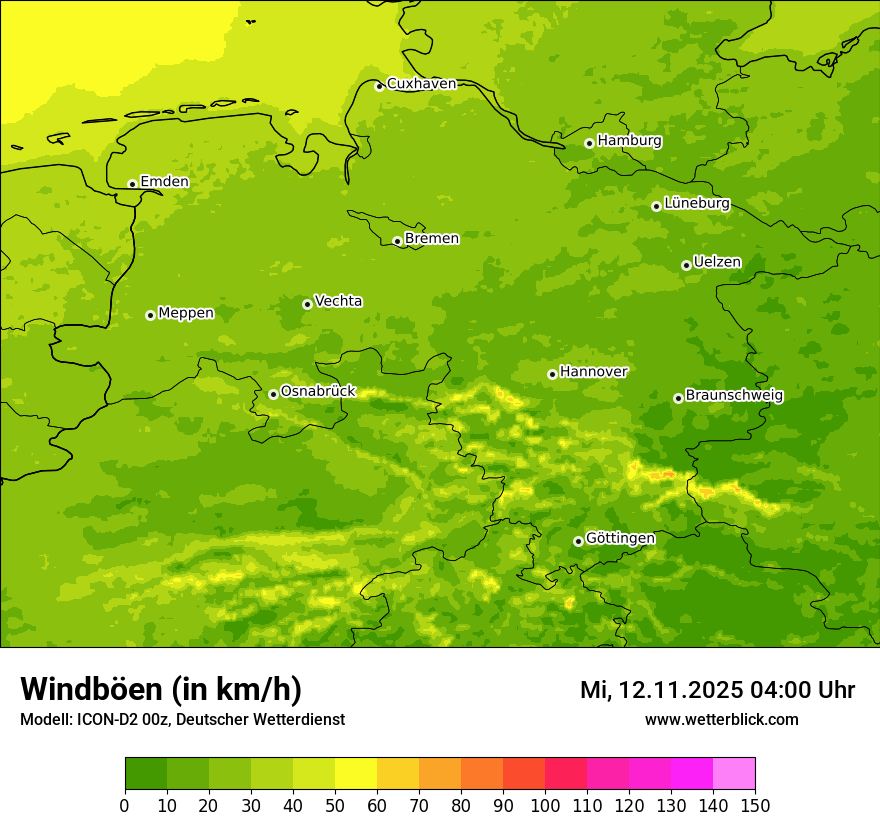 Modellkarten Windgeschwindigkeit