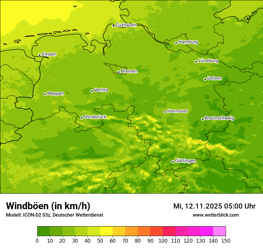 Modellkarten Windgeschwindigkeit