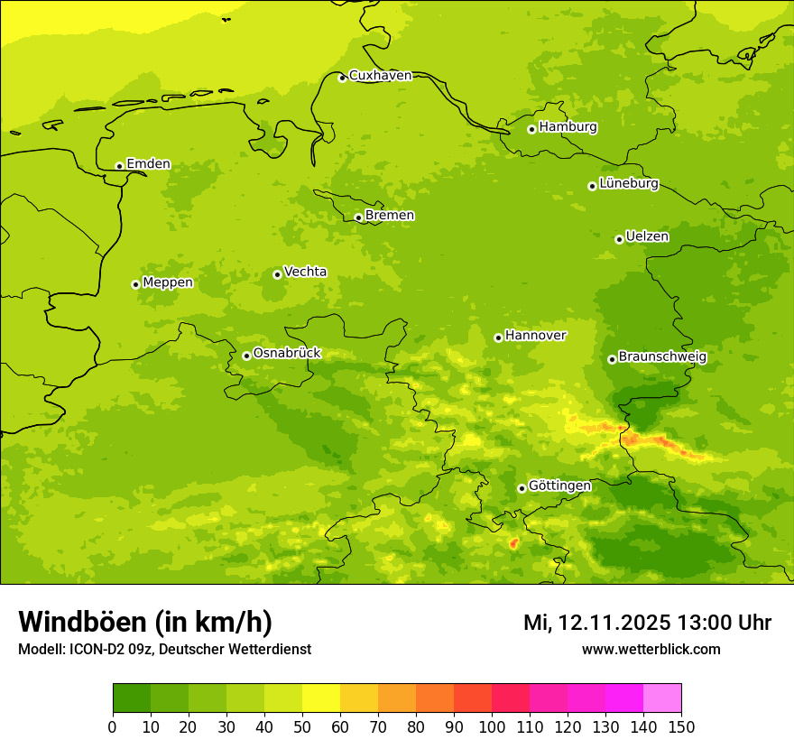 Modellkarten Windgeschwindigkeit