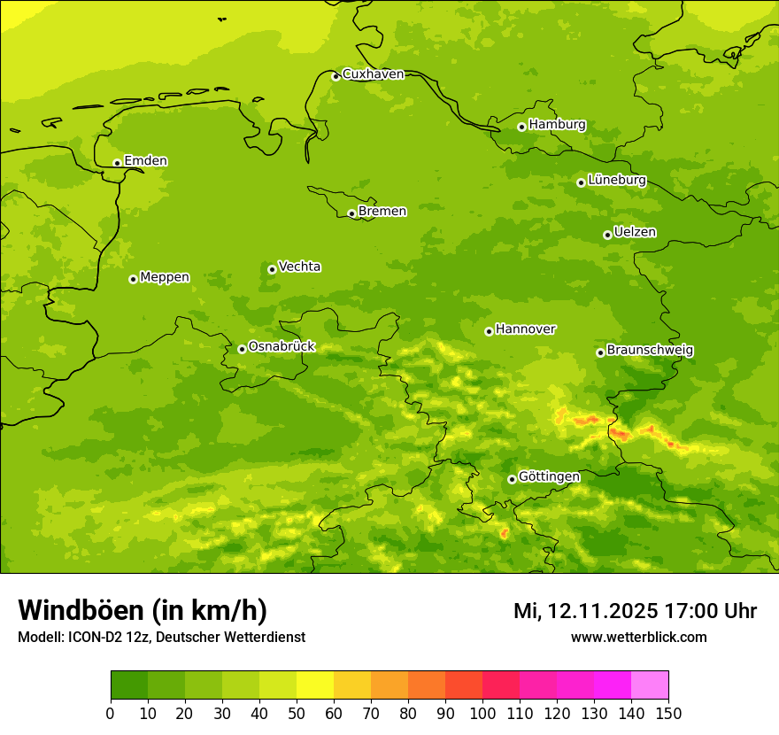 Modellkarten Windgeschwindigkeit