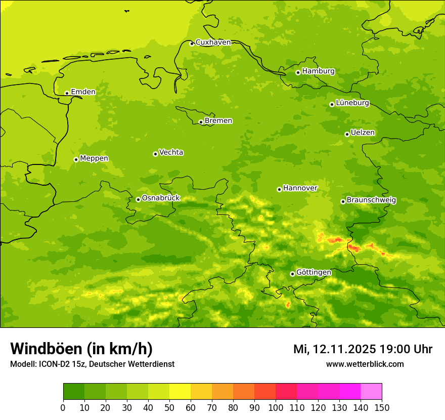 Modellkarten Windgeschwindigkeit