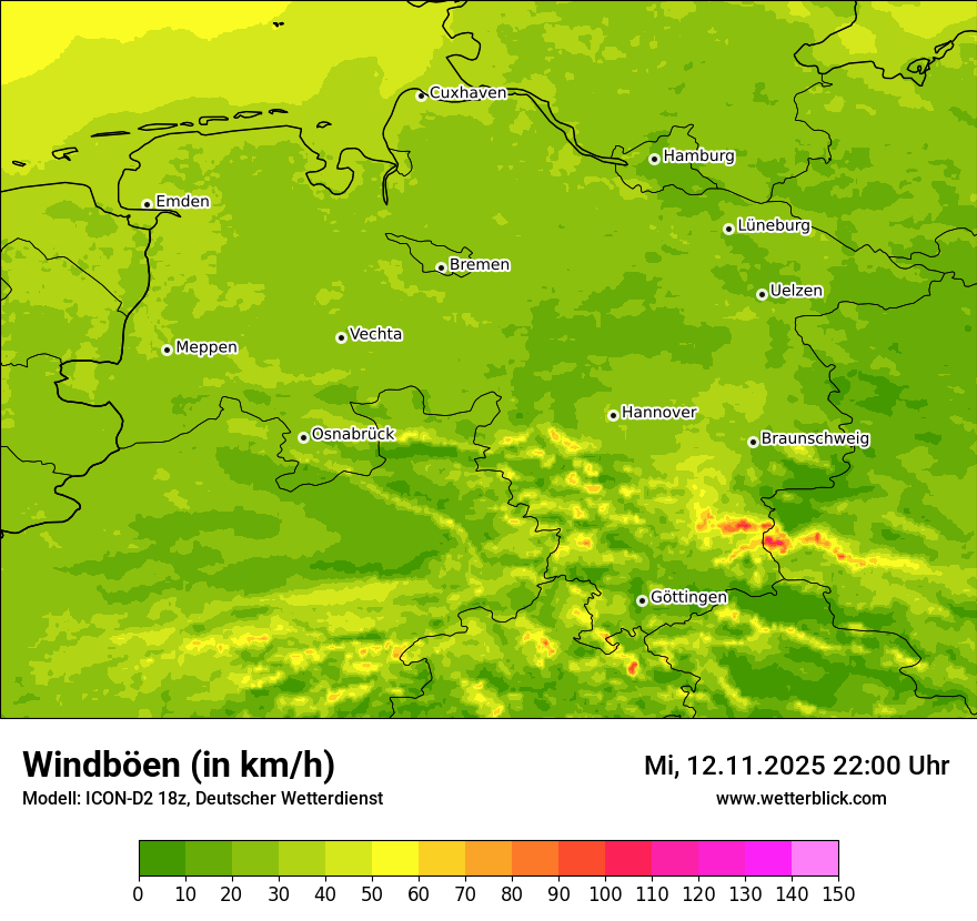 Modellkarten Windgeschwindigkeit