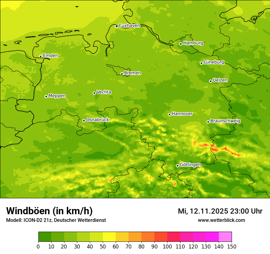 Modellkarten Windgeschwindigkeit