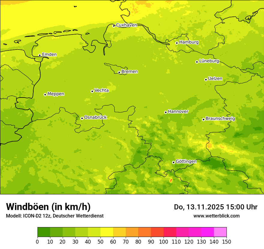 Modellkarten Windgeschwindigkeit