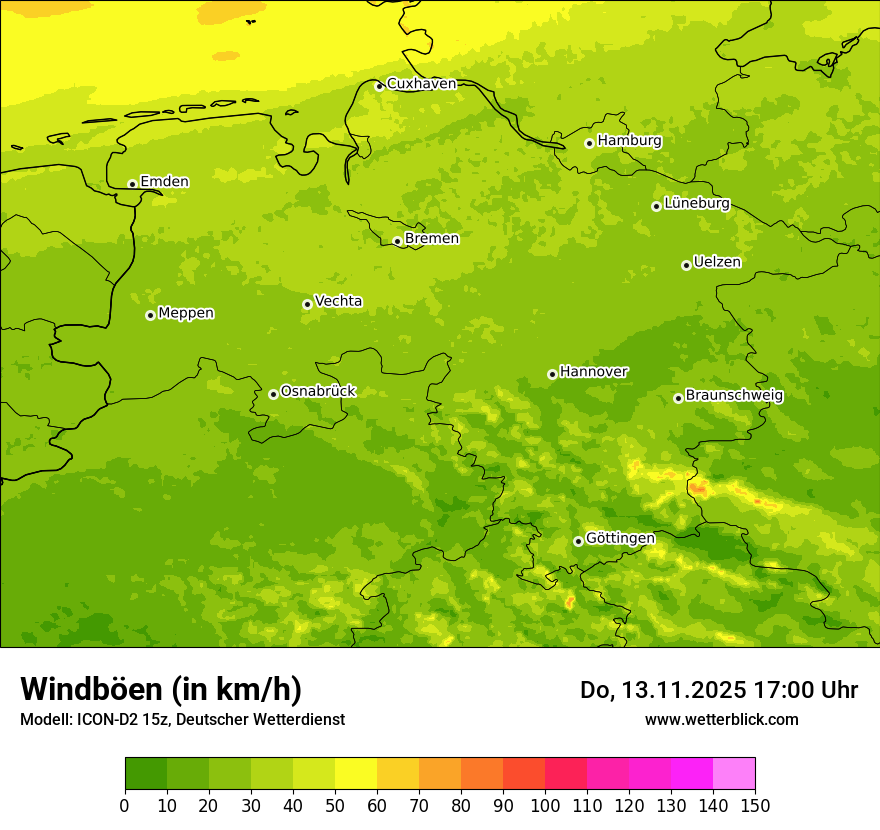 Modellkarten Windgeschwindigkeit