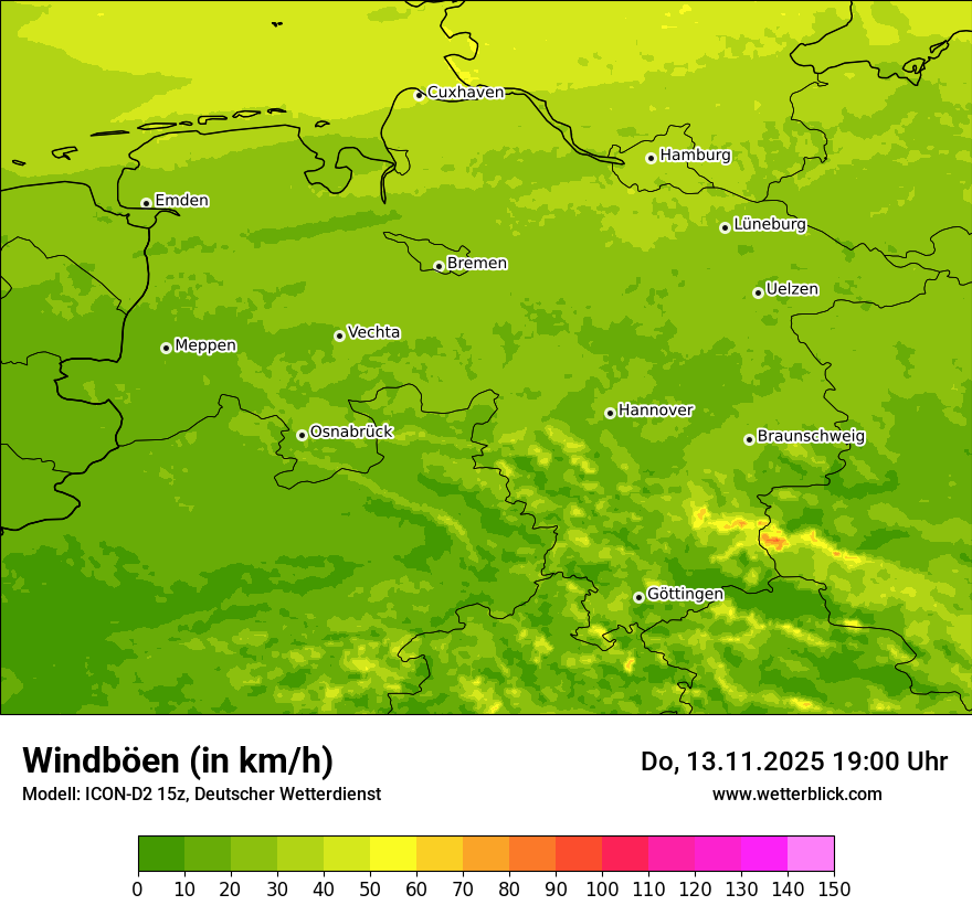 Modellkarten Windgeschwindigkeit