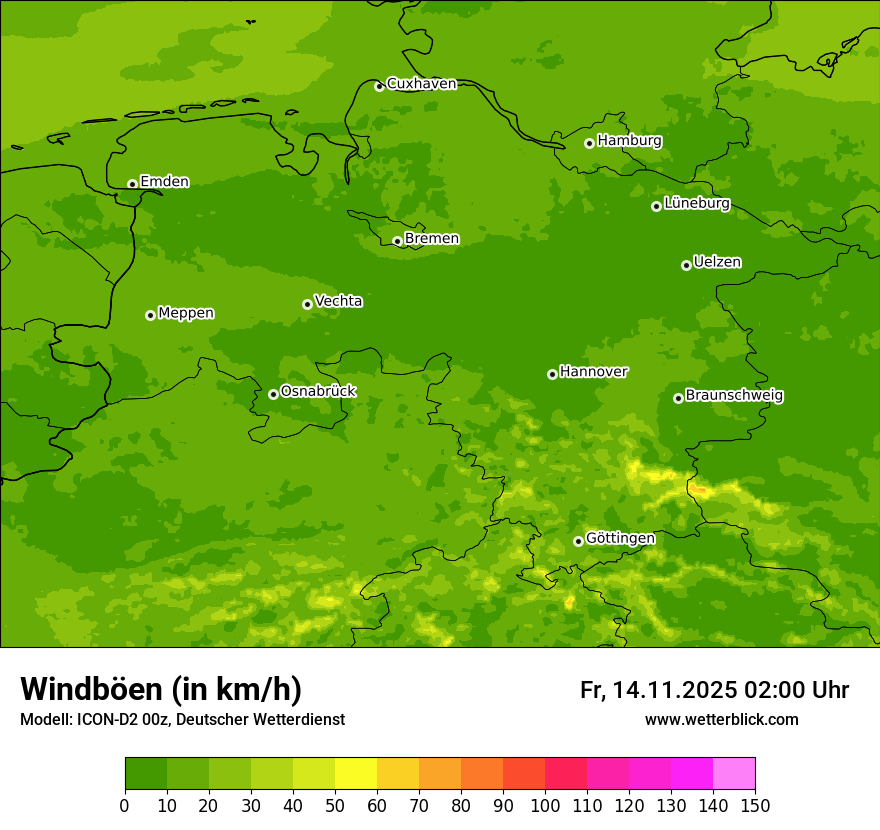 Modellkarten Windgeschwindigkeit