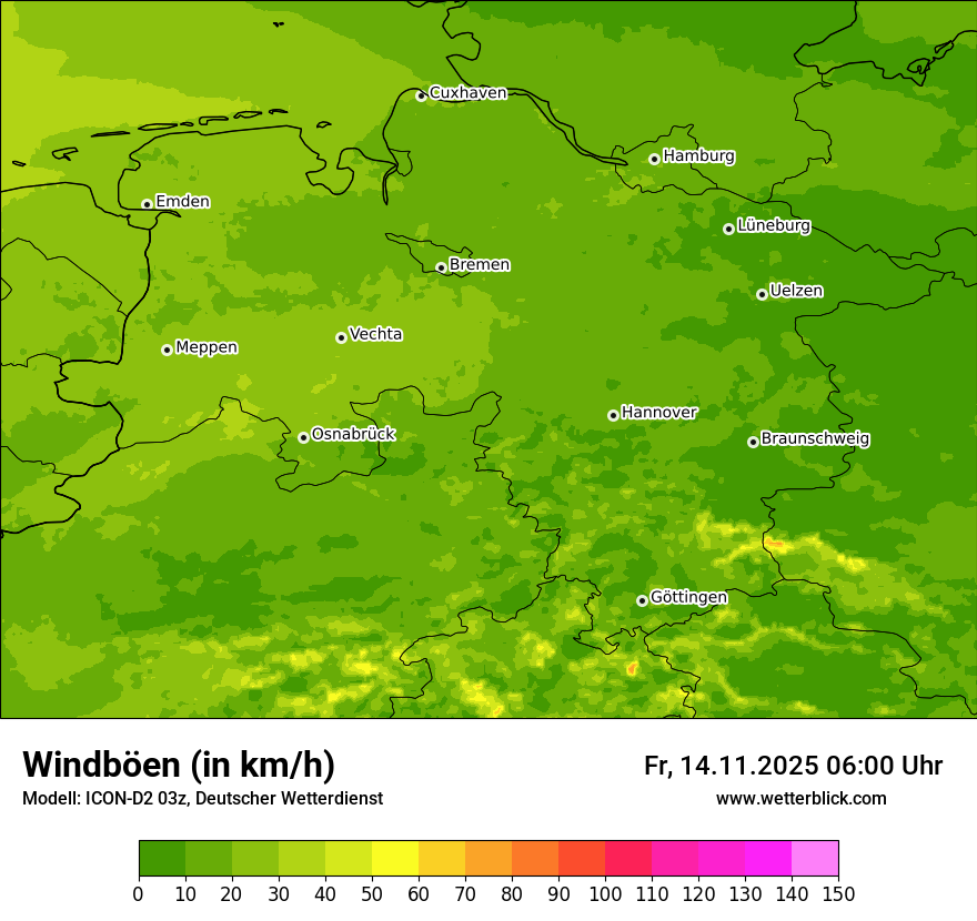 Modellkarten Windgeschwindigkeit