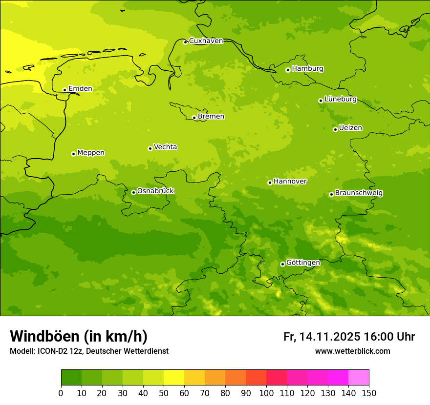 Modellkarten Windgeschwindigkeit