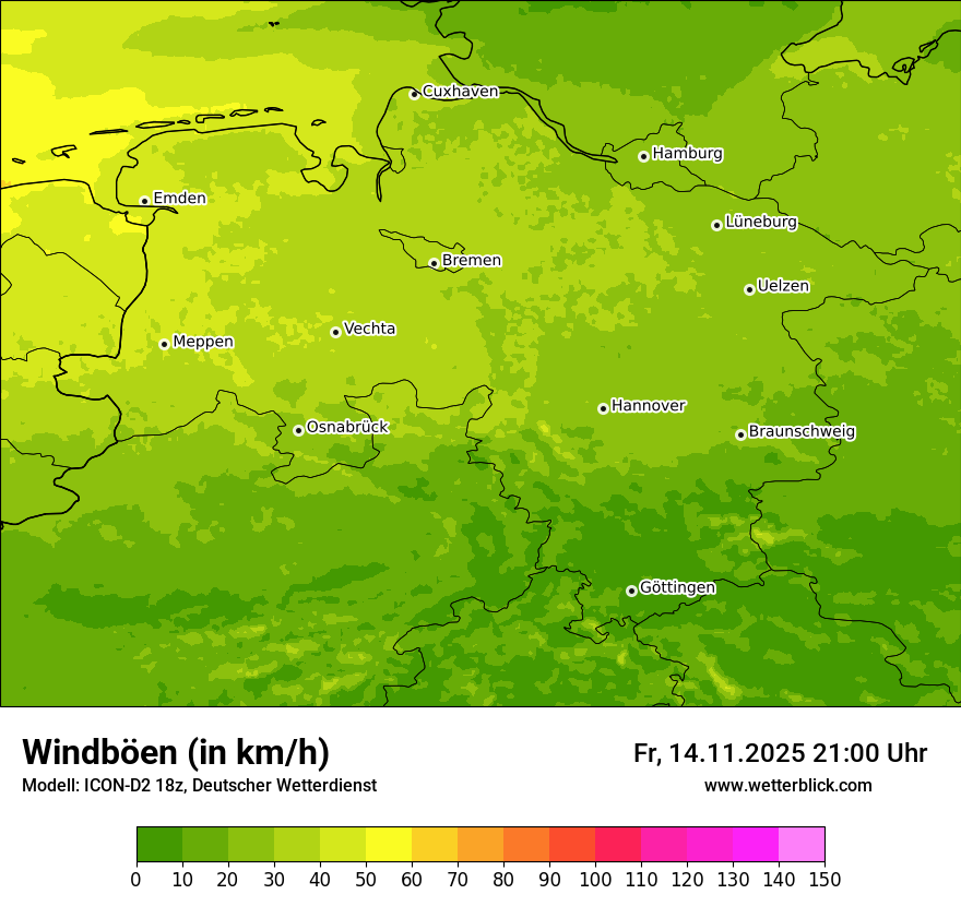 Modellkarten Windgeschwindigkeit