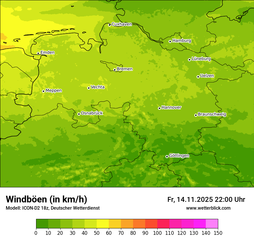 Modellkarten Windgeschwindigkeit