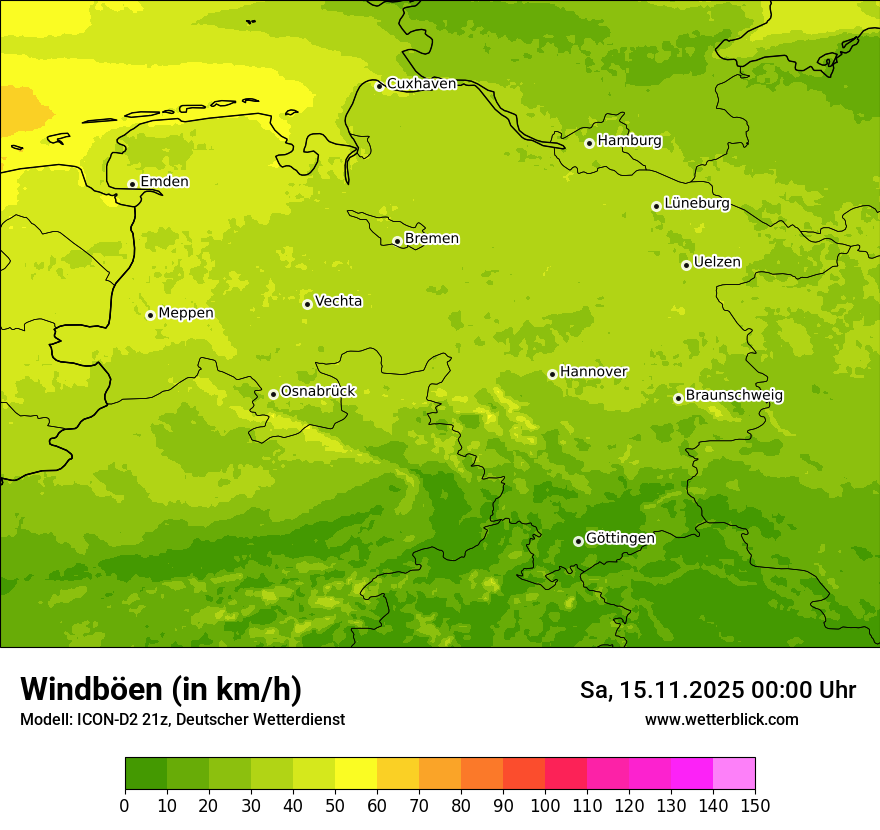 Modellkarten Windgeschwindigkeit