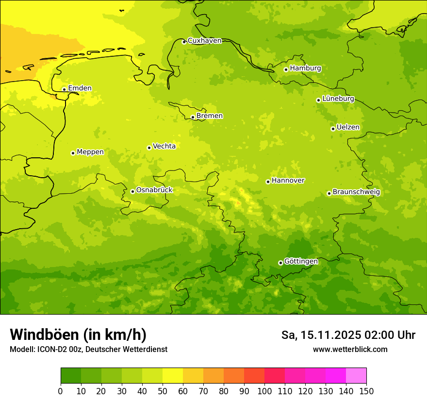 Modellkarten Windgeschwindigkeit