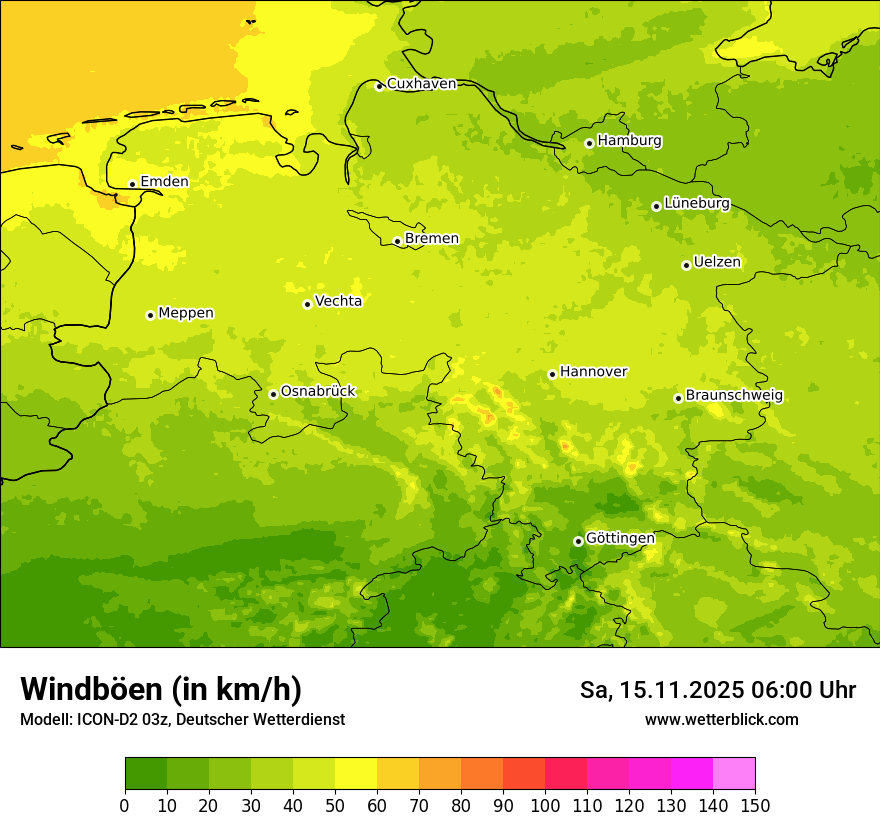Modellkarten Windgeschwindigkeit