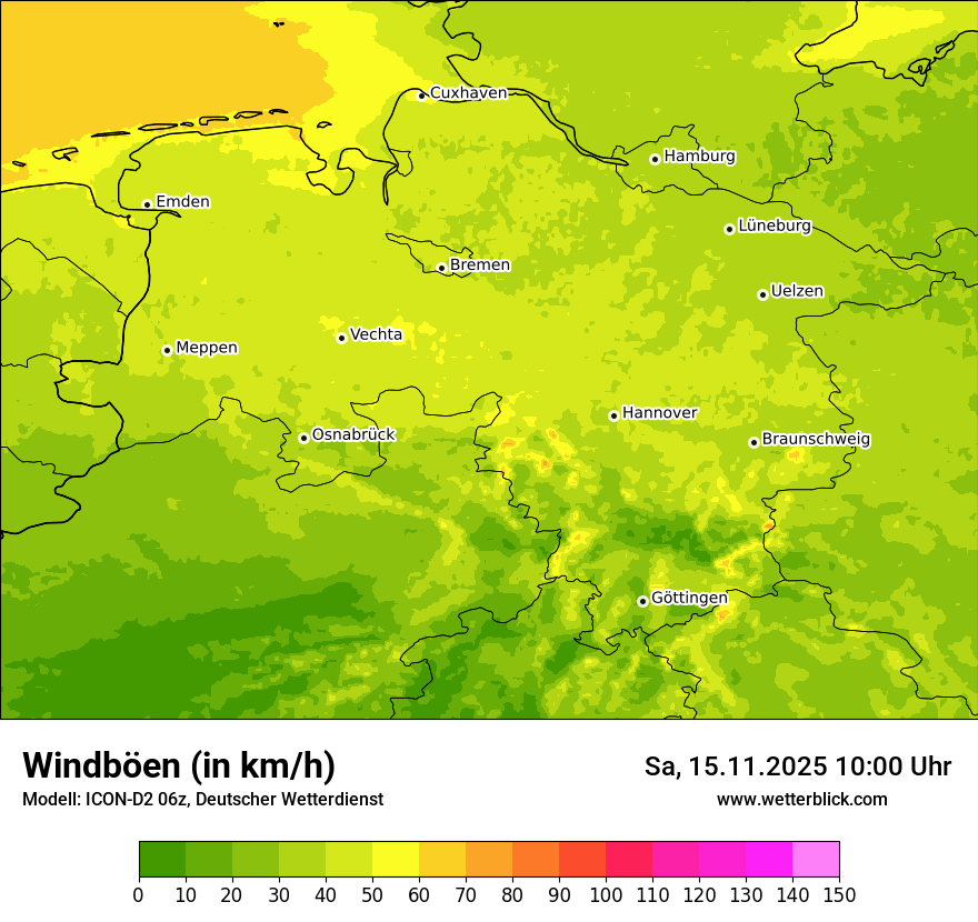 Modellkarten Windgeschwindigkeit