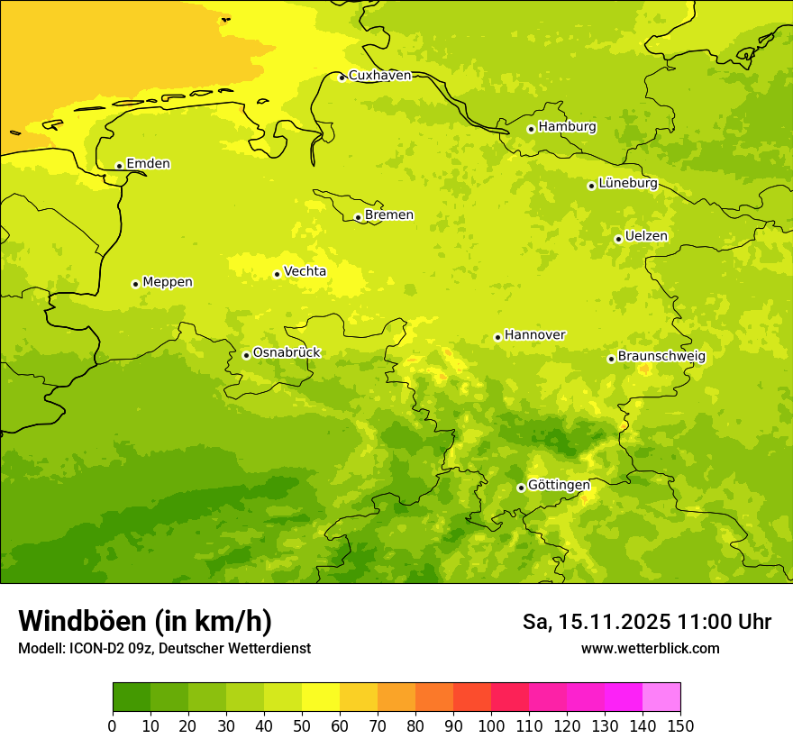 Modellkarten Windgeschwindigkeit